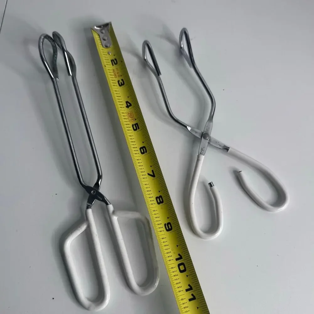 Vintage Set of 2 Rubber Coated Kitchen Tongs 11in & 9in Unbranded